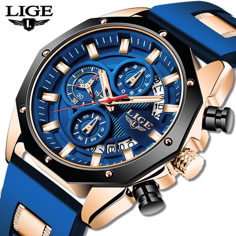 LIGE jam tangan kronograf pria - Luxury Watch Maker ulasan dan harga