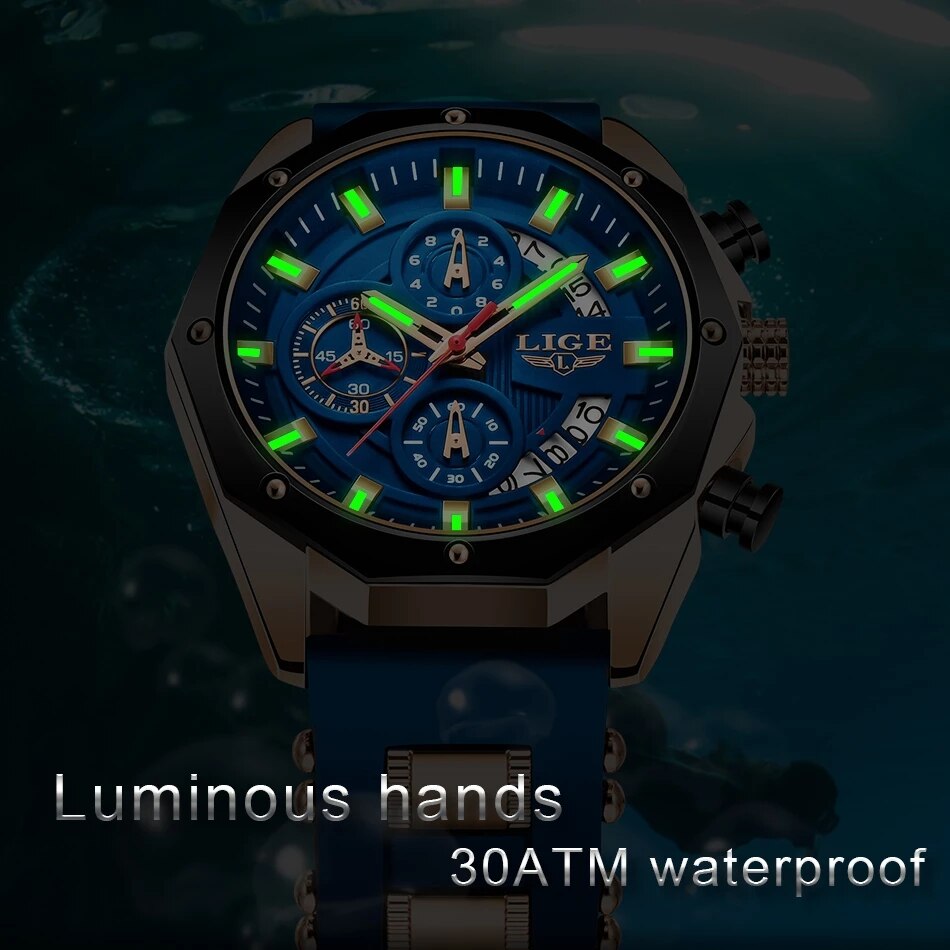 LIGE jam tangan kronograf pria - Luxury Watch Maker ulasan dan harga